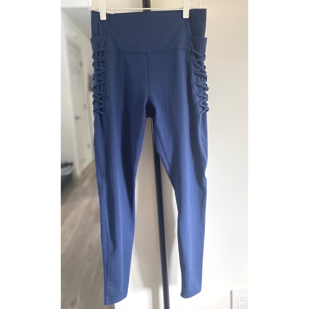 All In Motion High-Rise Criss-Cross Detail Stretch Leggings, Blue, Medium